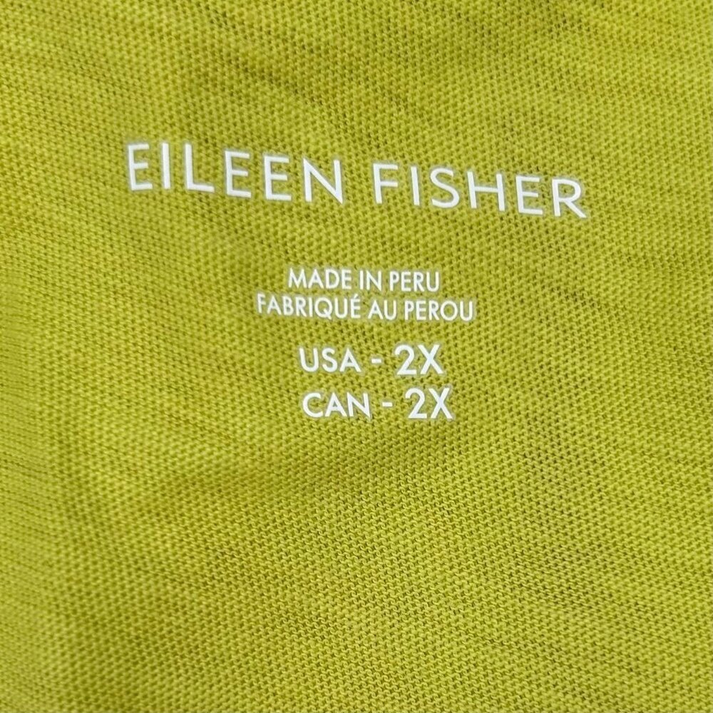 Eileen Fisher 2XL Organic Cotton V-Neck T Shirt Citron Casual Coastal - Picture 4 of 7